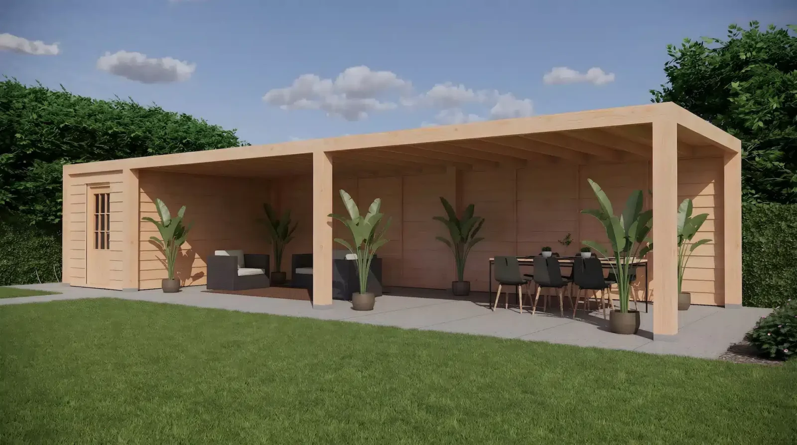 Modern Berging Buitenverblijf Modern met berging 1000x300 - WimWood | Betaalbaar ...